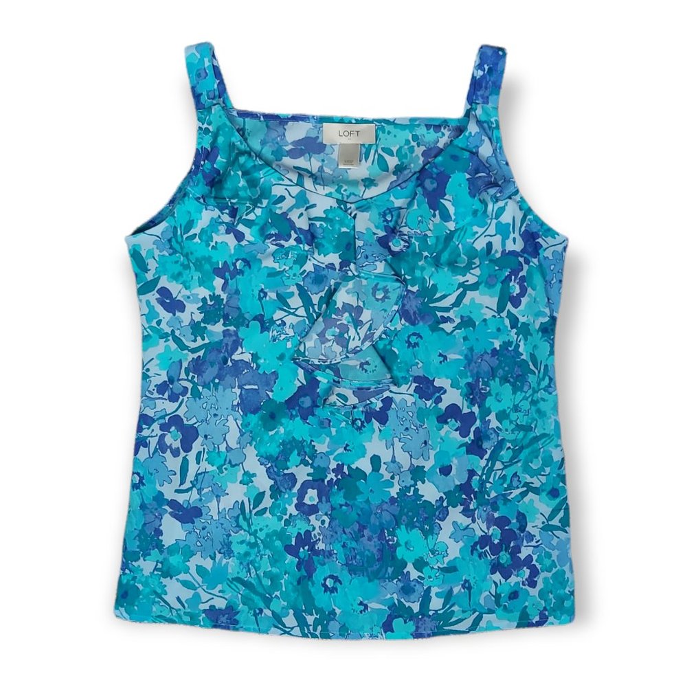💖💖ANN TAYLOR LOFT BLUE/GREEN FLORAL TANK (XXSP)